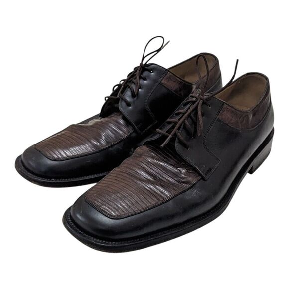 Julio Blanco Genuine Lizard Leather Handmade Oxfords Size 10 Made In Spain - Picture 1 of 8